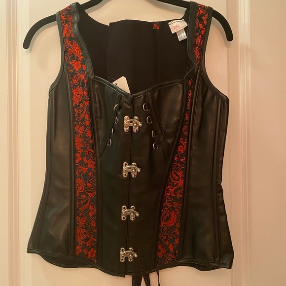 NWT Sexy Racerback faux leather Corset - Picture 3 of 6